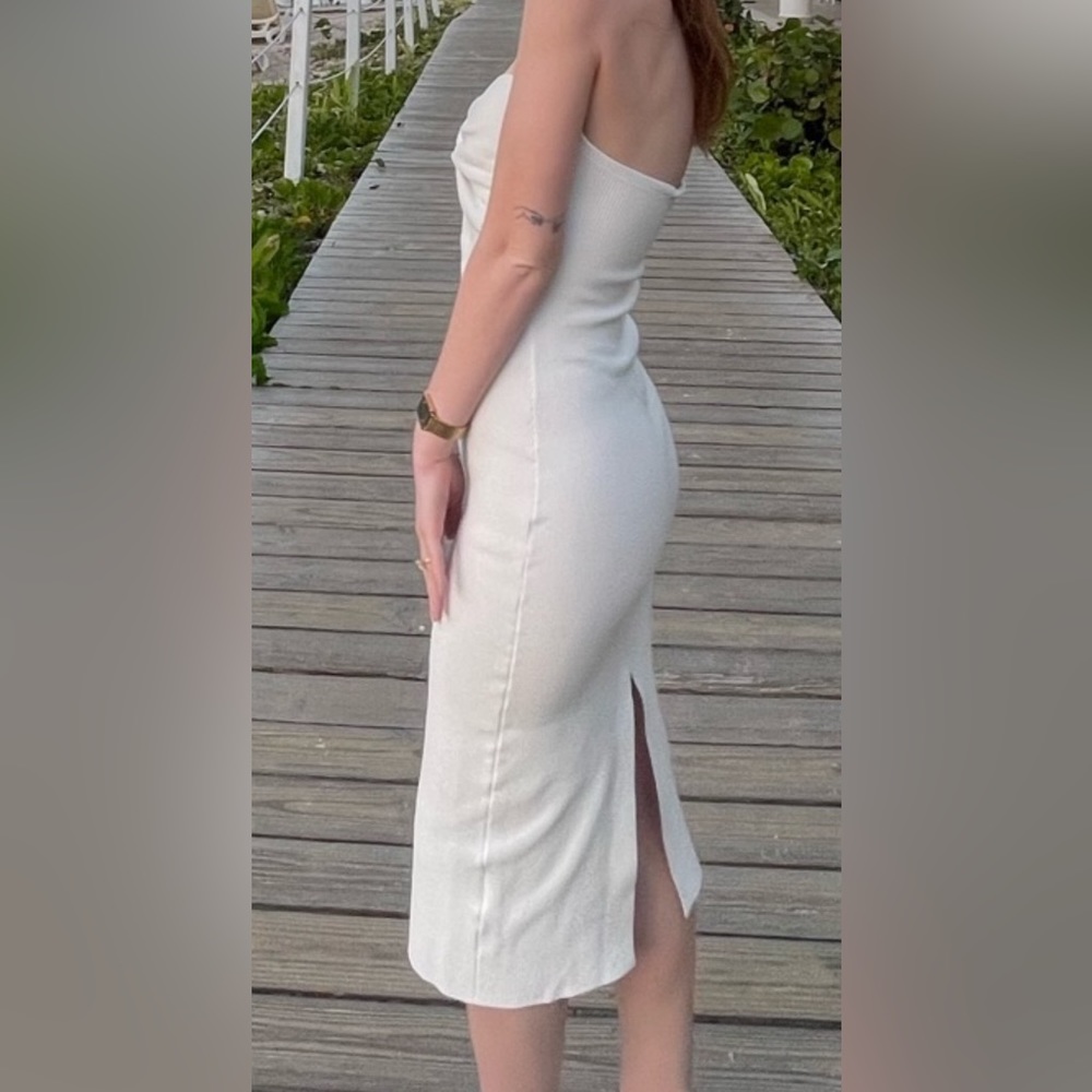 White knit midi dress